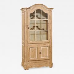 19th Century French Painted Vitrine Cabinet with Bonnet Top and Glass Door - 3600852