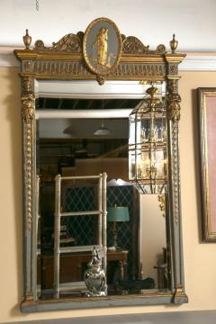 19th Century French Parcel Gilt Painted Swedish Beveled Mirror Carved Figures - 2942810
