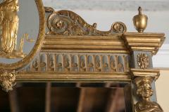 19th Century French Parcel Gilt Painted Swedish Beveled Mirror Carved Figures - 2942825