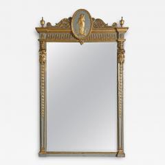 19th Century French Parcel Gilt Painted Swedish Beveled Mirror Carved Figures - 2956959