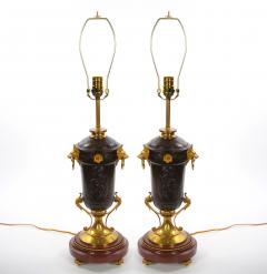 19th Century French Patinated and Gilt Bronze Urn Shape Table Lamps circa 1855 - 4795877