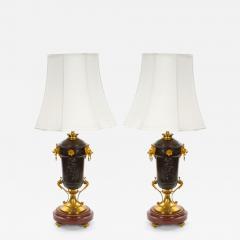 19th Century French Patinated and Gilt Bronze Urn Shape Table Lamps circa 1855 - 4796376