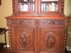 19th Century French Provincial Highly Carved Oak Hunt Bookcase - 4128212