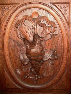 19th Century French Provincial Highly Carved Oak Hunt Bookcase - 4128229