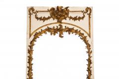 19th Century French Rococo Louis XV Carved Giltwood Trumeau Mirror 80 H - 4501999