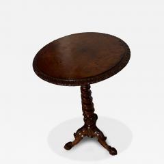 19th Century French Twist Carved with Burl top Pedestal Table - 4383801