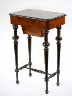 19th Century French Victorian Style Walnut Ebonized Work Table - 3283244