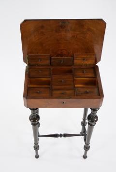 19th Century French Victorian Style Walnut Ebonized Work Table - 3283245