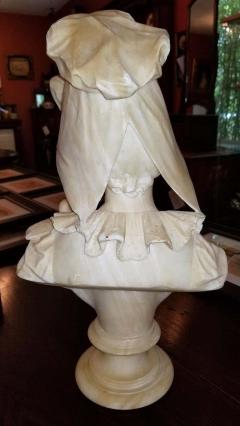 19th Century French White Alabaster Bust of Lady in Bonnet - 1709122