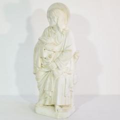 19th Century French White Marble Statue Of Saint John - 4111629