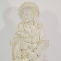 19th Century French White Marble Statue Of Saint John - 4111635