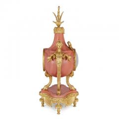 19th Century French pink marble and ormolu clock set - 3488806