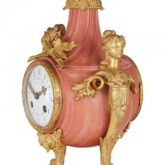 19th Century French pink marble and ormolu clock set - 3488808