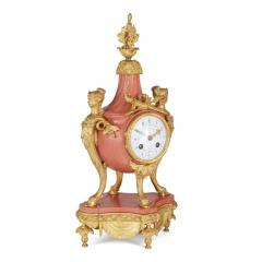 19th Century French pink marble and ormolu clock set - 3488809