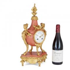 19th Century French pink marble and ormolu clock set - 3488835