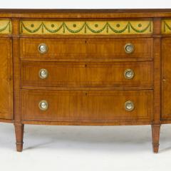 19th Century George III Style Painted Satinwood Demi Lune Commode Credenzas - 4462222