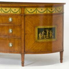 19th Century George III Style Painted Satinwood Demi Lune Commode Credenzas - 4462223