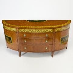 19th Century George III Style Painted Satinwood Demi Lune Commode Credenzas - 4462226