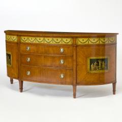 19th Century George III Style Painted Satinwood Demi Lune Commode Credenzas - 4462232