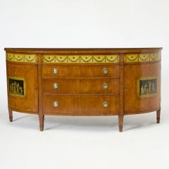 19th Century George III Style Painted Satinwood Demi Lune Commode Credenzas - 4464294