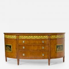 19th Century George III Style Painted Satinwood Demi Lune Commode Credenzas - 4464296