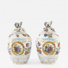 19th Century German Pair Gilt Painted Urns - 2474590