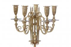 19th Century Gilt Bronze Marble Base Five Arm Candelabra - 1822696