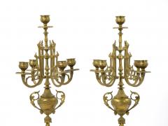 19th Century Gilt Bronze Mounted Slate rouge Marble Five Arm Candelabra - 3282989