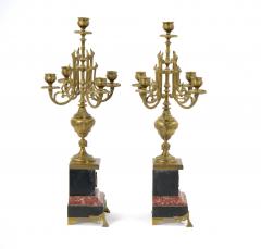 19th Century Gilt Bronze Mounted Slate rouge Marble Five Arm Candelabra - 3282995
