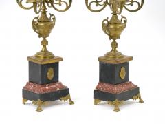 19th Century Gilt Bronze Mounted Slate rouge Marble Five Arm Candelabra - 3282997