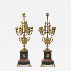 19th Century Gilt Bronze Mounted Slate rouge Marble Five Arm Candelabra - 3284625