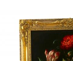 19th Century Gilt Wood Frame Oil Canvas Wreath Flower Still life Painting - 3283225