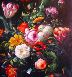19th Century Gilt Wood Frame Oil Canvas Wreath Flower Still life Painting - 3283231