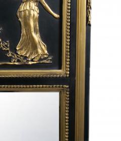 19th Century Giltwood Painted Decorated Top Trumeau Wall Mirror - 3178677