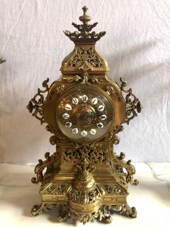 19th Century Gothic Style J E Caldwell Gilt Bronze Clock Garniture Set - 2972174