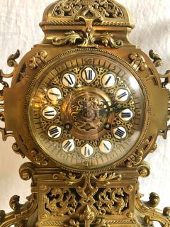 19th Century Gothic Style J E Caldwell Gilt Bronze Clock Garniture Set - 2972176