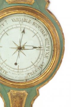 19th Century Green Gilt Carved Thermometer Over Barometer Circa 1850 - 2180864