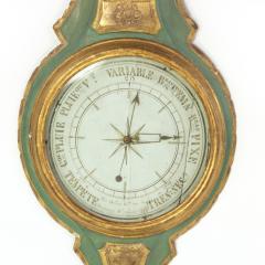 19th Century Green & Gilt, Carved Thermometer Over Barometer, Circa 1850