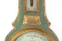 19th Century Green Gilt Carved Thermometer Over Barometer Circa 1850 - 2180868