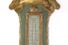 19th Century Green Gilt Carved Thermometer Over Barometer Circa 1850 - 2180873