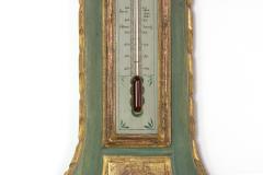19th Century Green Gilt Carved Thermometer Over Barometer Circa 1850 - 2180874