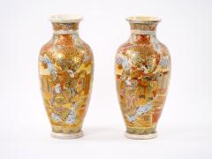 19th Century Hand Painted Gilt Porcelain Satsuma Pair Vase - 3283001
