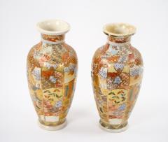 19th Century Hand Painted Gilt Porcelain Satsuma Pair Vase - 3283002