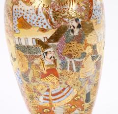 19th Century Hand Painted Gilt Porcelain Satsuma Pair Vase - 3283008