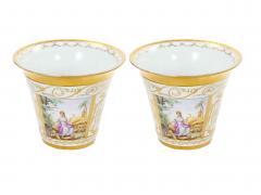 19th Century Hand Painted Paris Porcelain Cachepots with Gilt Details - 4793873