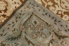 19th Century Indian Amritsar Botanic Brown Handwoven Wool Rug - 2461218