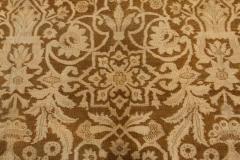 19th Century Indian Amritsar Botanic Brown Handwoven Wool Rug - 2461220
