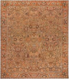 19th Century Indian Amritsar Brown Beige and Salmon Wool Rug - 2464697
