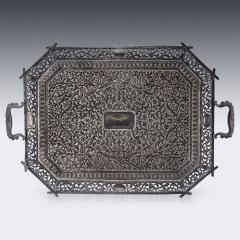 19th Century Indian Cutch Solid Silver Magnificent Large Tray C 1880 - 3235324