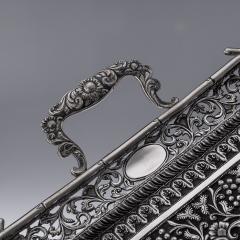19th Century Indian Cutch Solid Silver Magnificent Large Tray C 1880 - 3235325